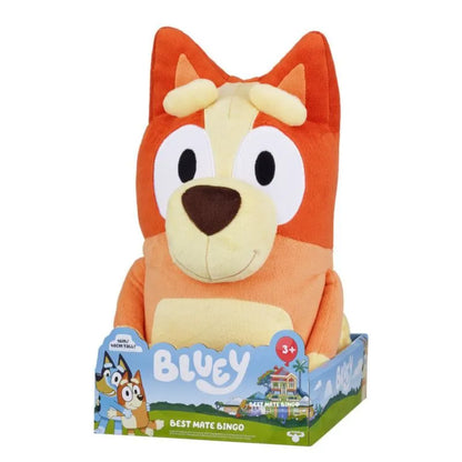 Muñeco de peluche Bluey naranja, vista frontal, ideal para niños a partir de 3 años