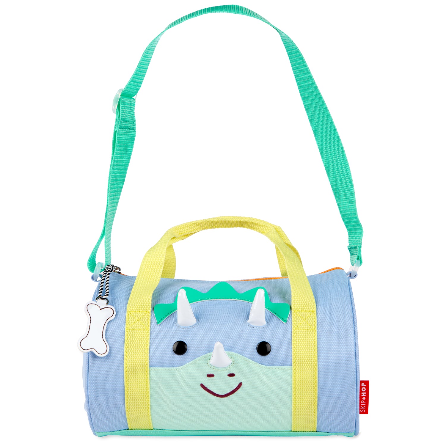Bolsa de lona azul con diseño de dinosaurio, ideal para actividades infantiles