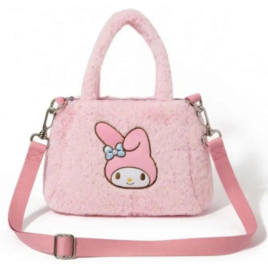 Bolso rosa de peluche con diseño de My Melody, vista frontal