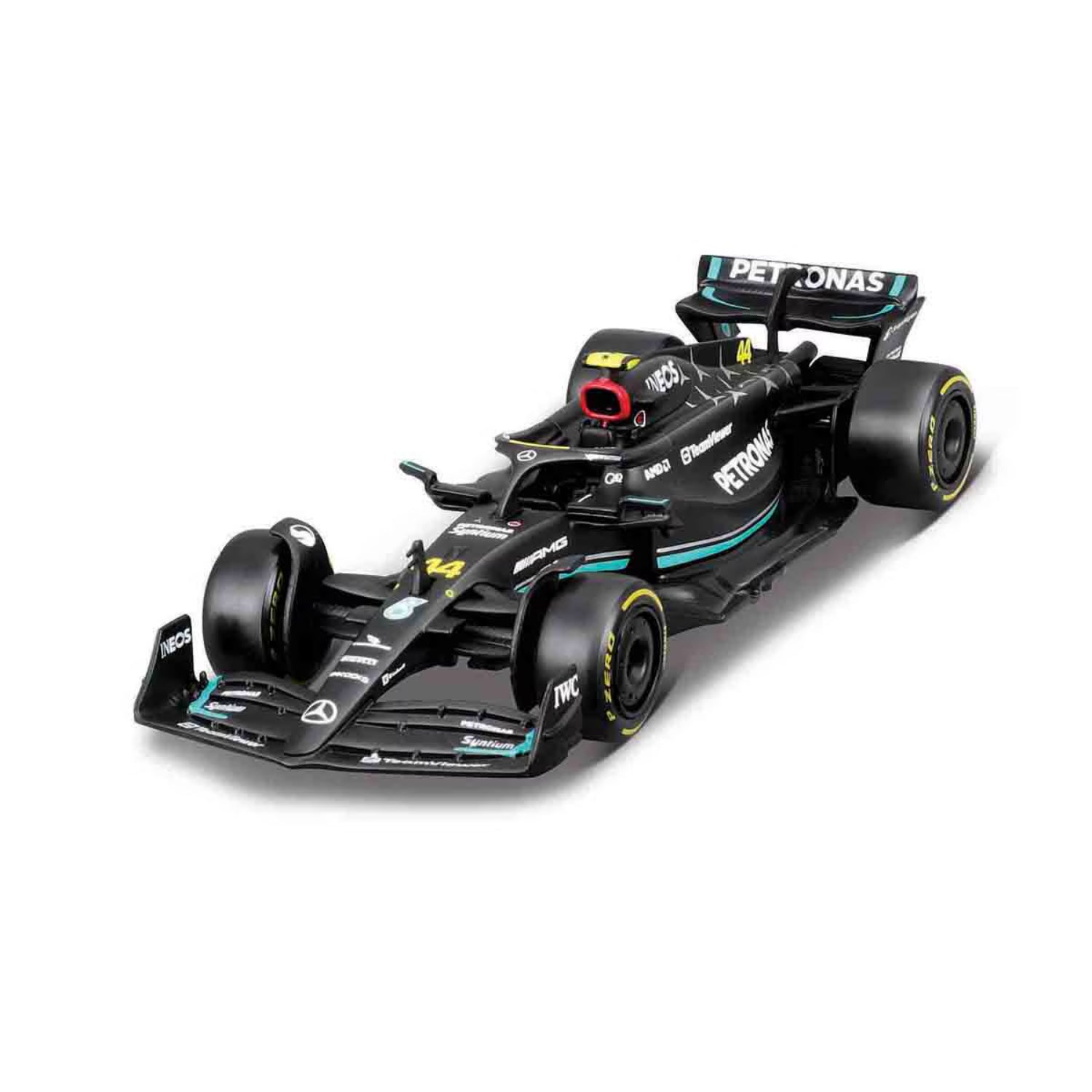 Maisto modelo de coche de carrera negro, vista frontal del F1 de Mercedes