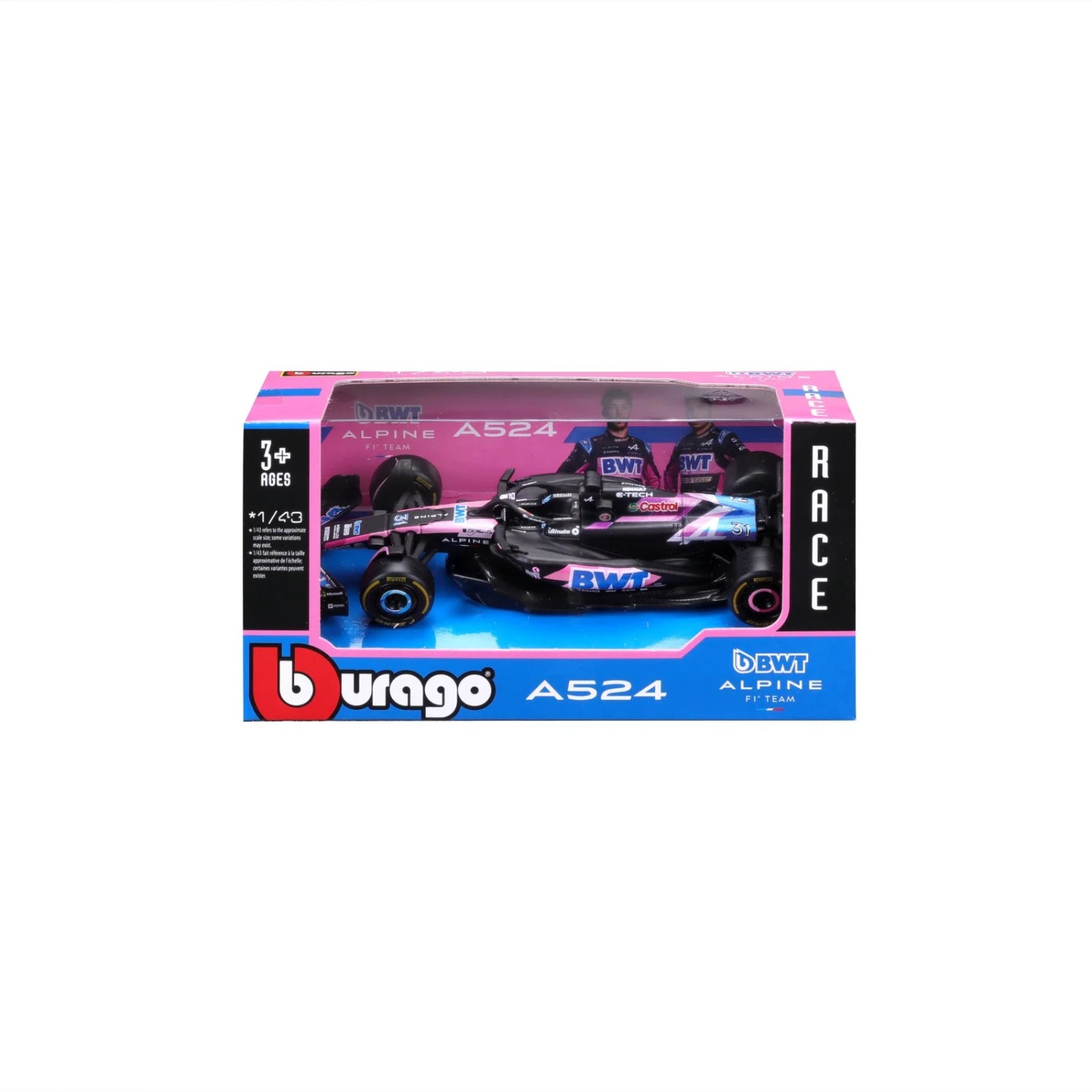 Carrera carro BWT Alpine A524 en caja, modelo a escala 1:64