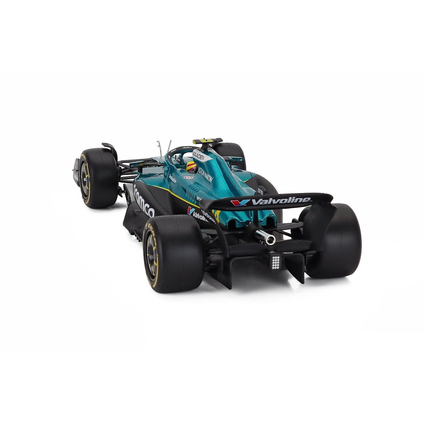 Carro F1 Maisto verde trasero, detalle y diseño aerodinámico