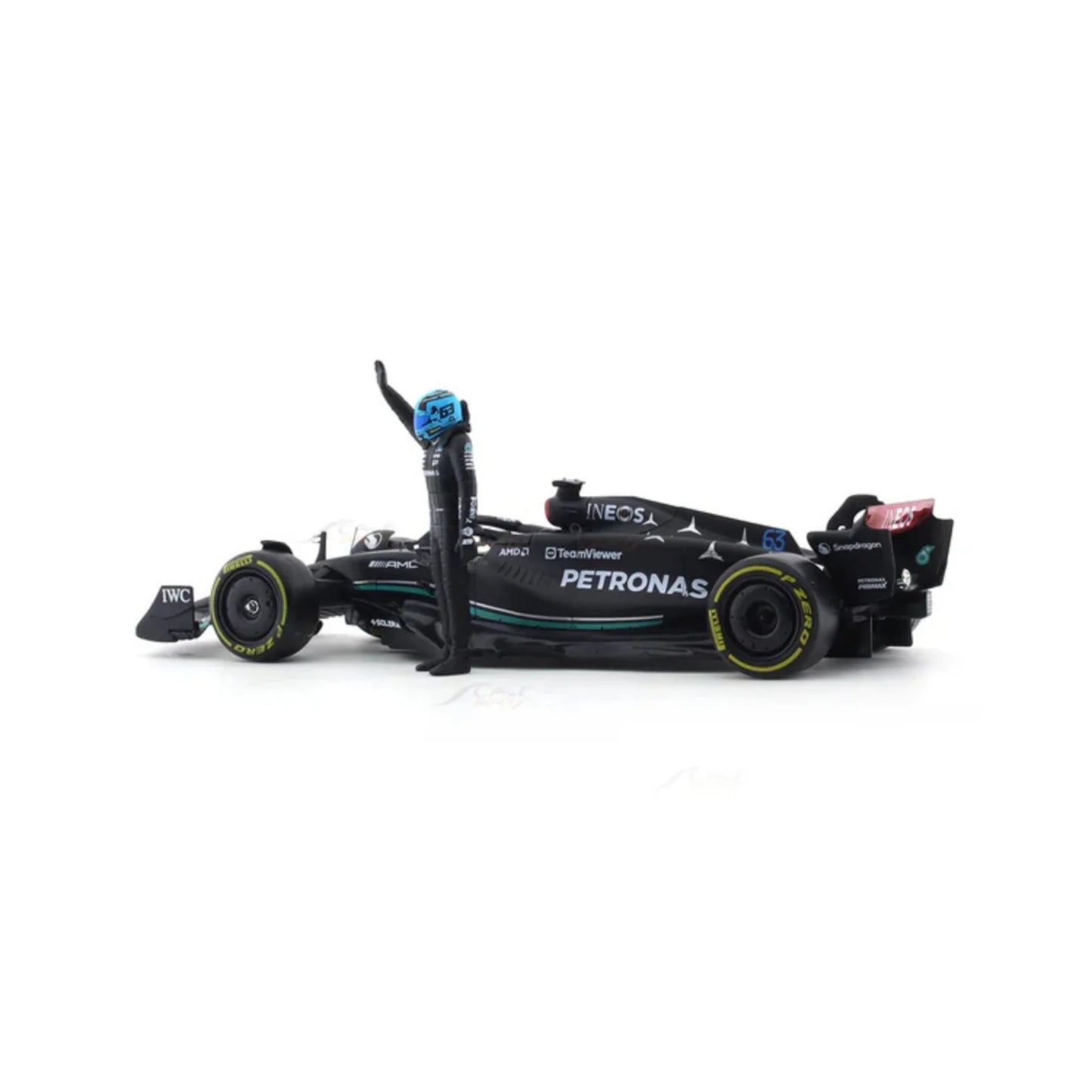 Carro f1 negro lateral, modelo de colección MAISTO