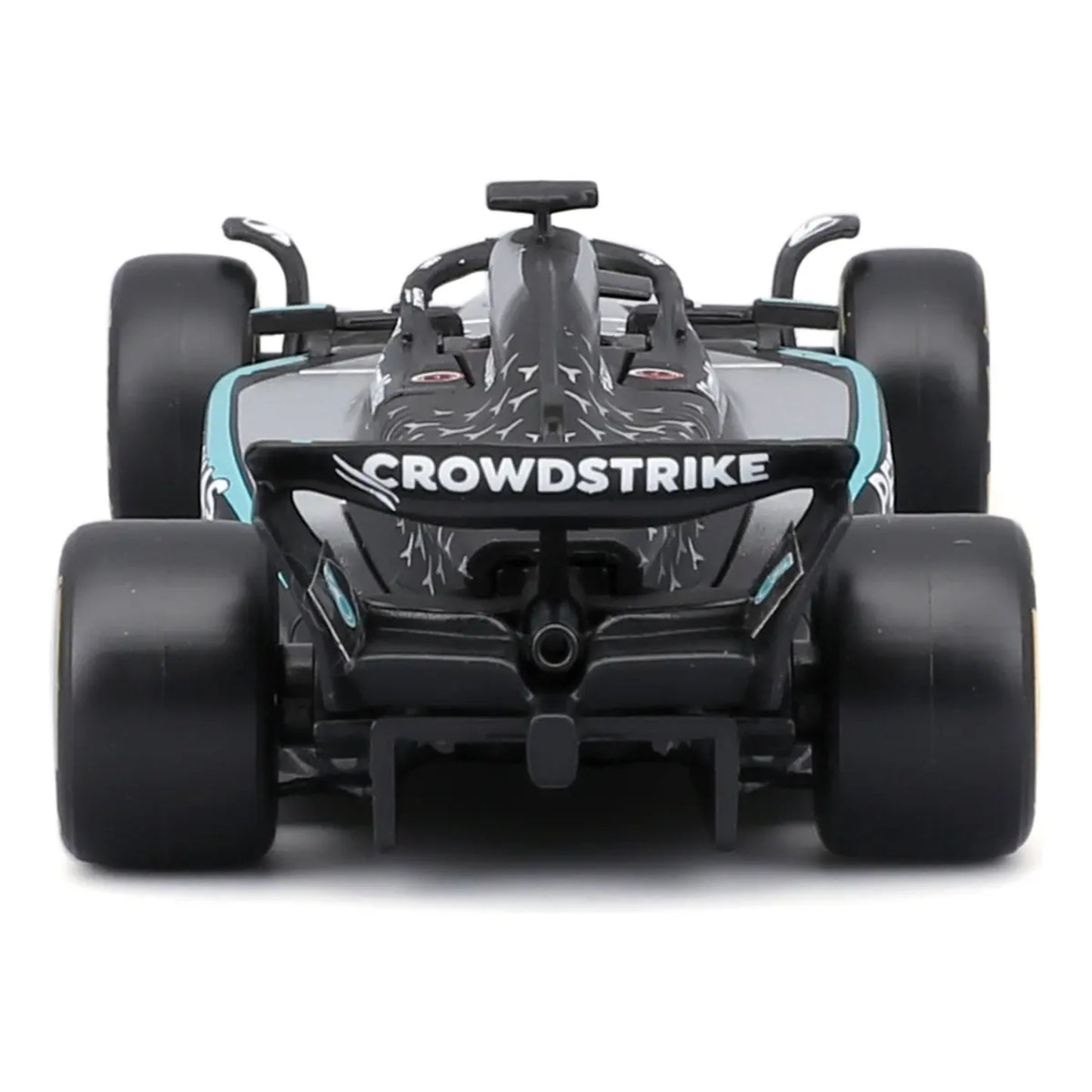 Carro de carreras negro vista trasera, modelo MAISTO LL030801