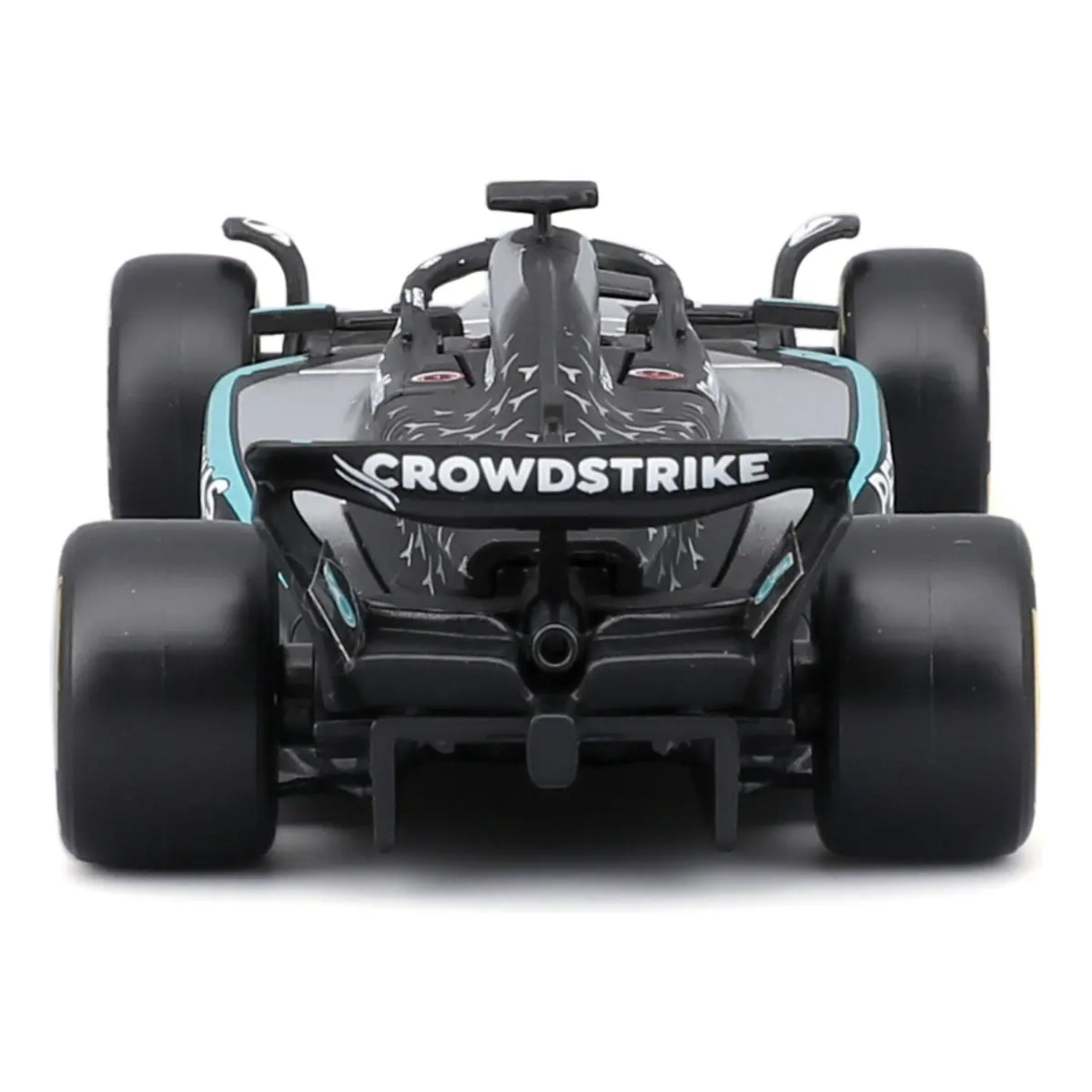 Carro de carreras negro vista trasera, modelo MAISTO LL030801