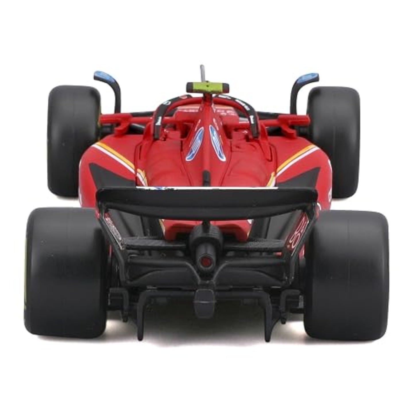 Carro rojo modelo de competición trasero, detalles realistas y llantas grandes