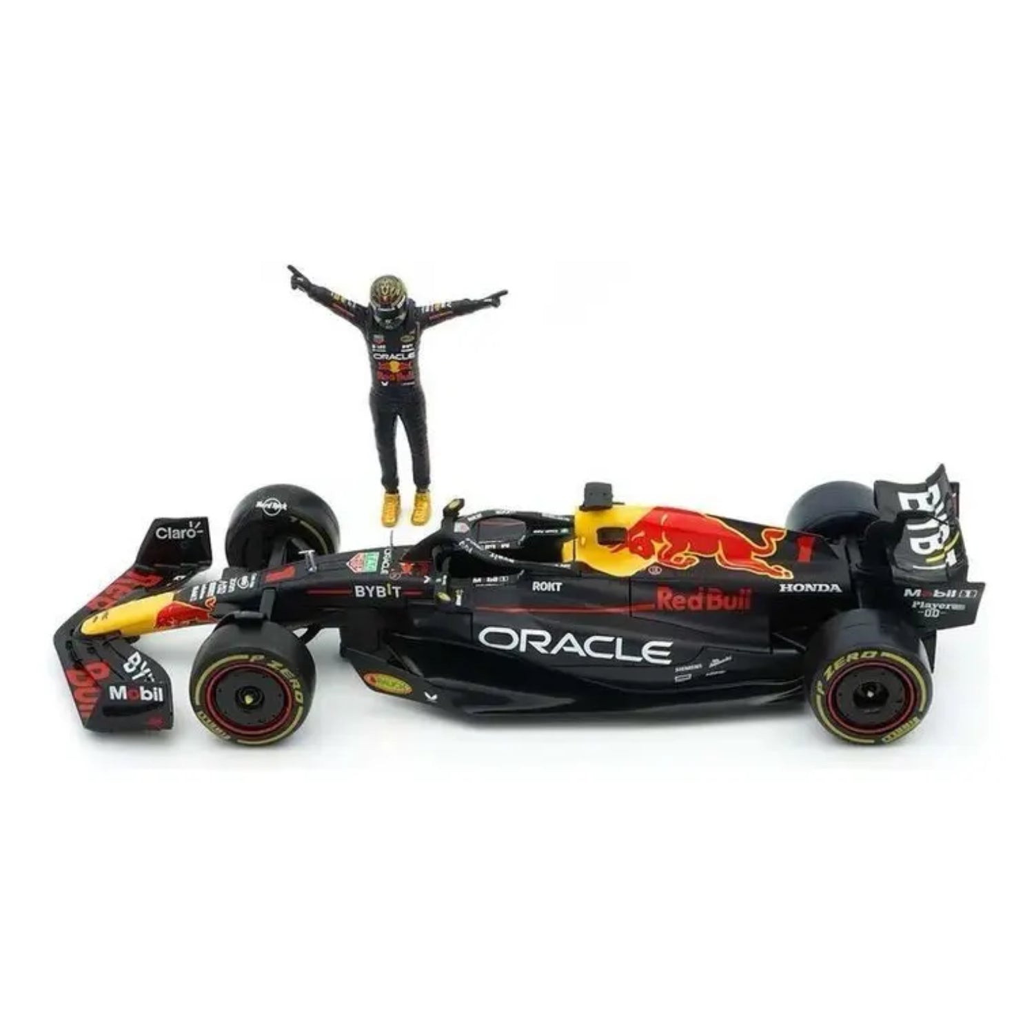 Carro F1 Maisto negro con piloto en acción, modelo detallado de carreras