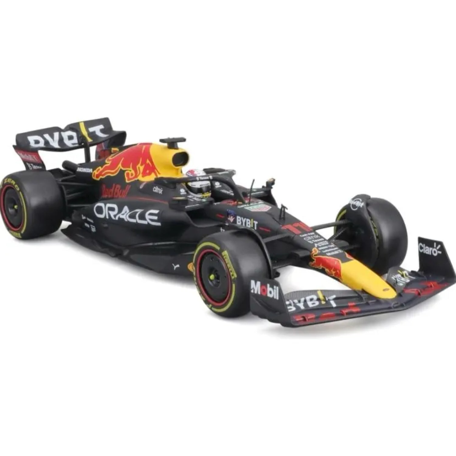 Carro F1 modelo Maisto rojo y negro, vista lateral, colección de autos de carreras