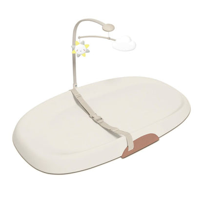 cambiador bebé beige con arco juguete y soporte para entretenimiento