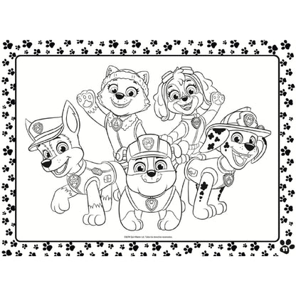 Dibujo para colorear de canina patrulla con cinco personajes en estilo infantil
