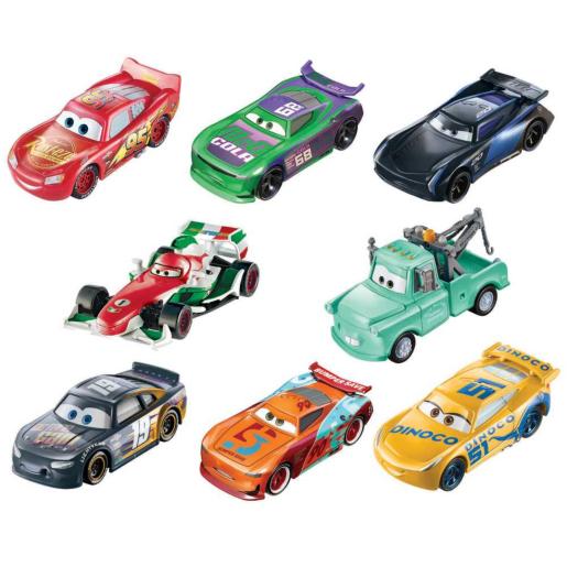 Carrito de juguetes, variedad de colores y modelos, vista superior de coches de carrera