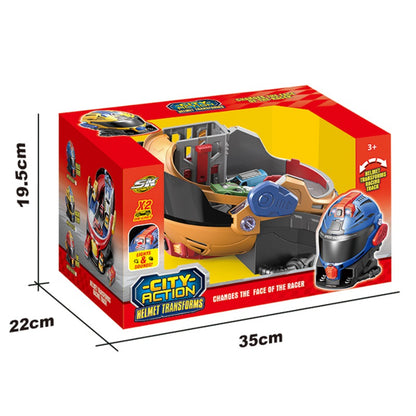 caja de casco infantil de acción con transformaciones y accesorios para niños