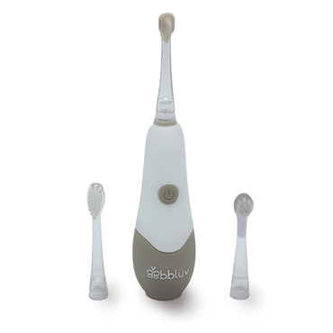 Cepill para bebés BBLUV en blanco y gris, con cabezales intercambiables y luz LED
