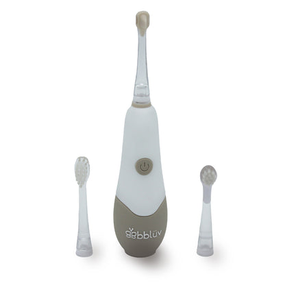 Cepill para bebés BBLUV en blanco y gris, con cabezales intercambiables y luz LED