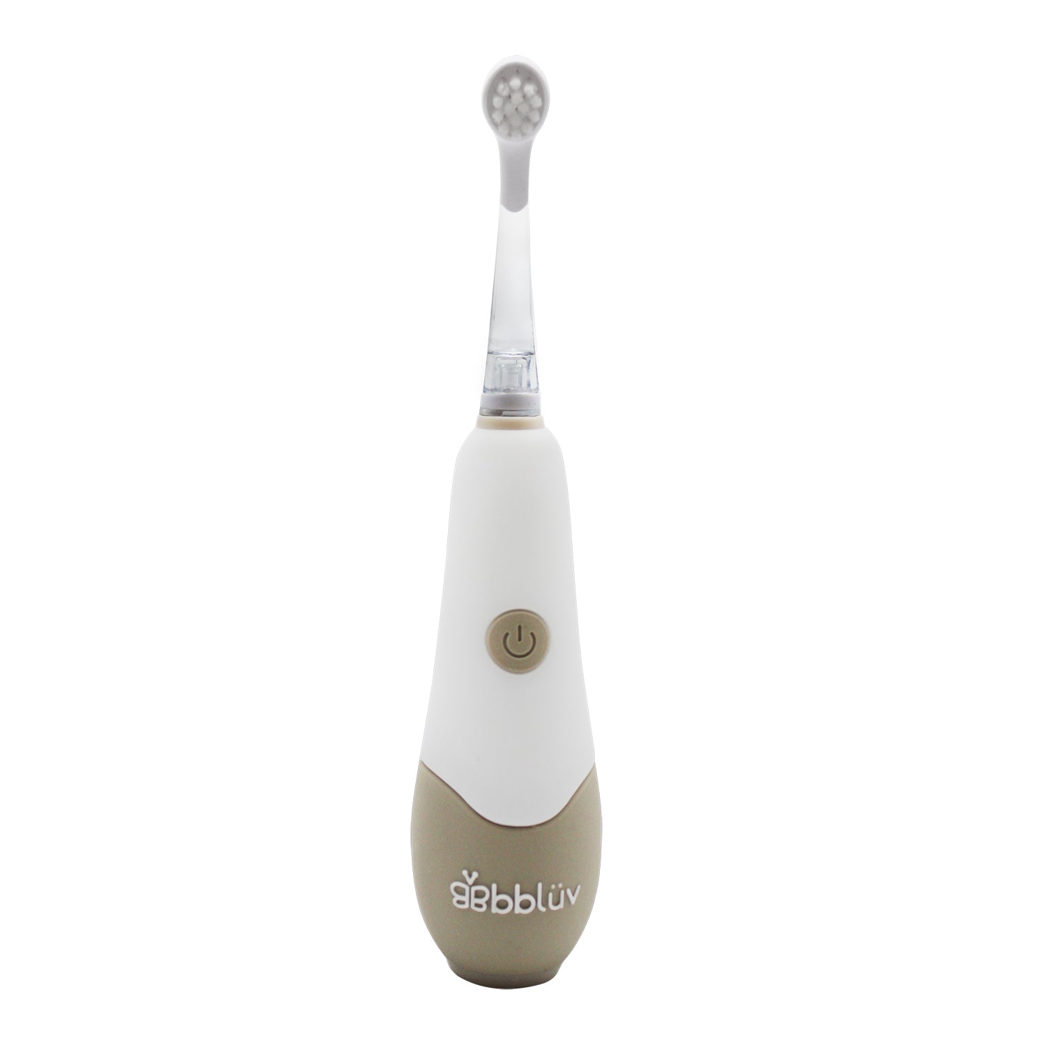 Cepillo eléctrico BBLUV en color blanco y beige, frontal con cabezal de cepillado