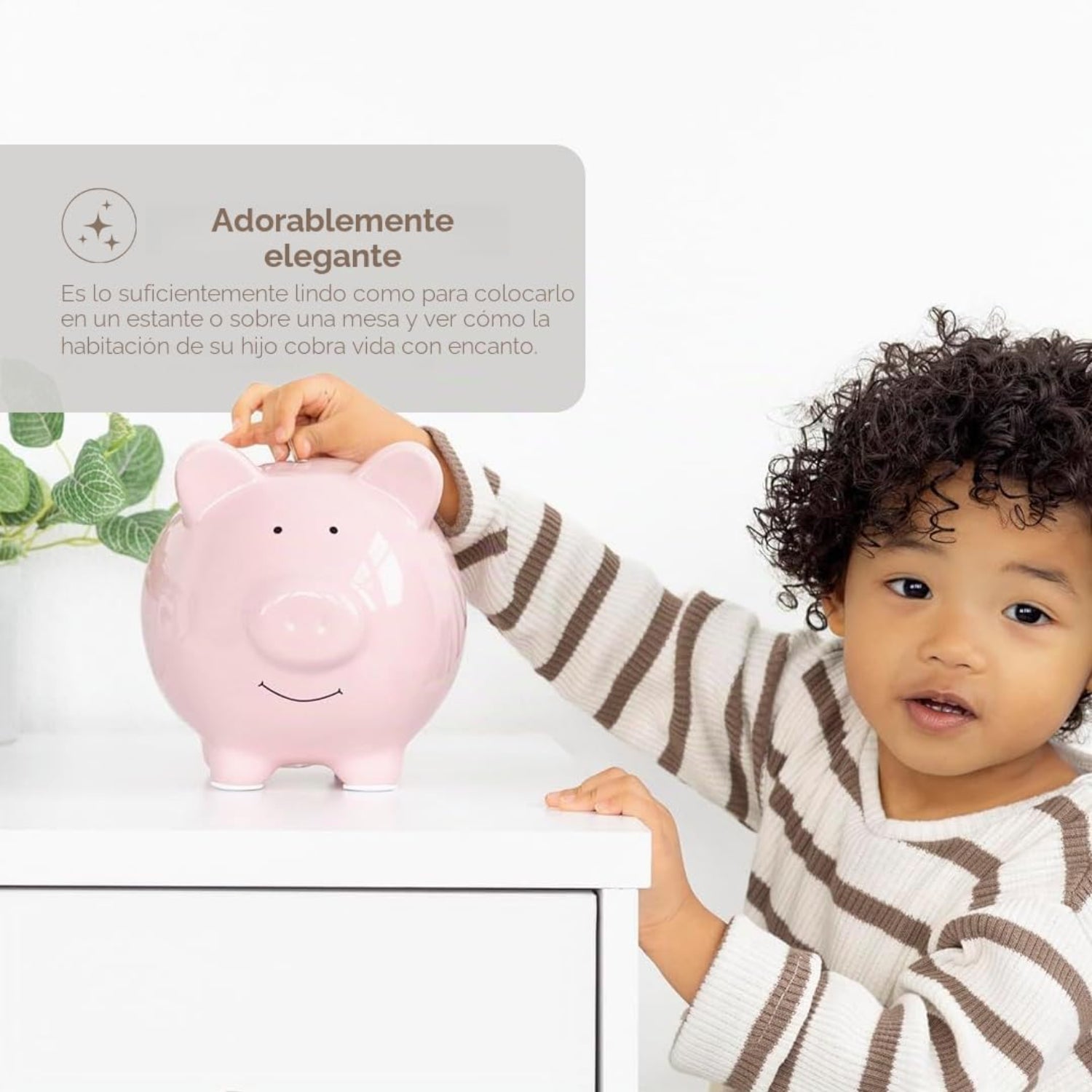 alcancía rosa con diseño de cerdito, decoración infantil en habitación