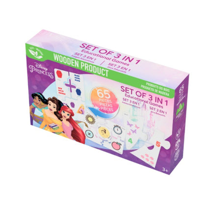 Juego educativo madera, set 3 en 1, cine princesa, colores variados