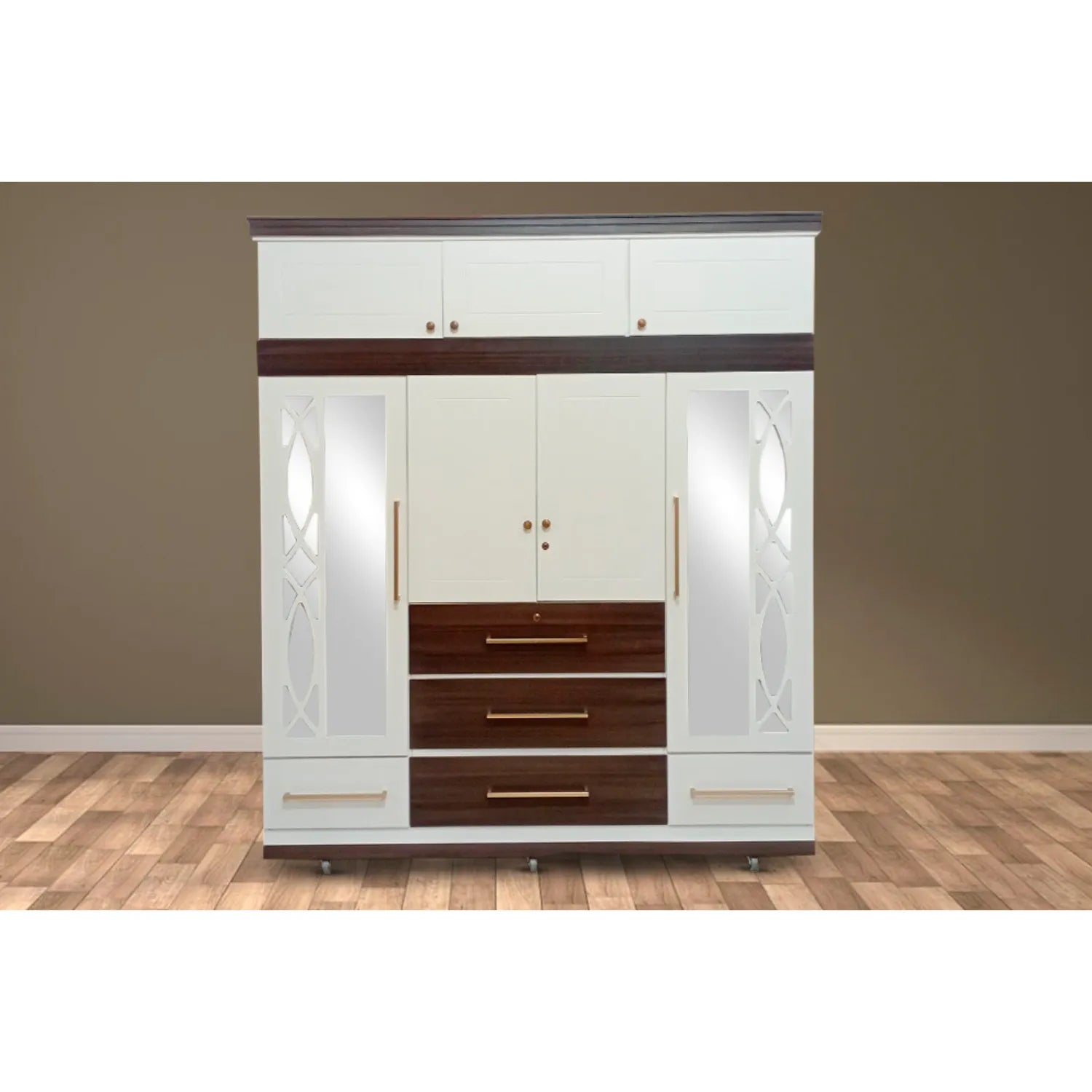 Closet con valijero blanco nogal de MUEBLES DIDA con puertas, espejos y cajones amplios