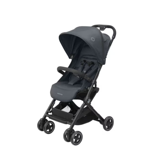 Coche Maxicosi gris de paseo, compacto y ligero, ideal para viajes y paseos urbanos