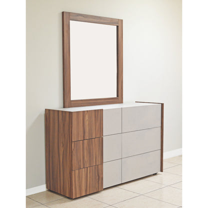 Cómoda con espejo moderna de MUEBLES SINAI con diseño en madera y cajones gris claro