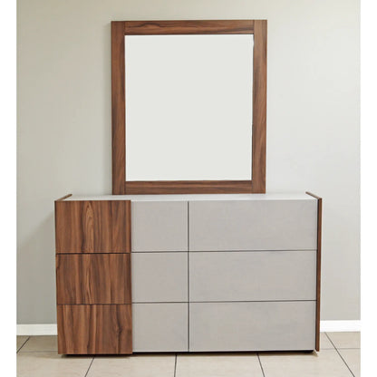 Cómoda con espejo moderna de MUEBLES SINAI con acabado en madera y superficie beige