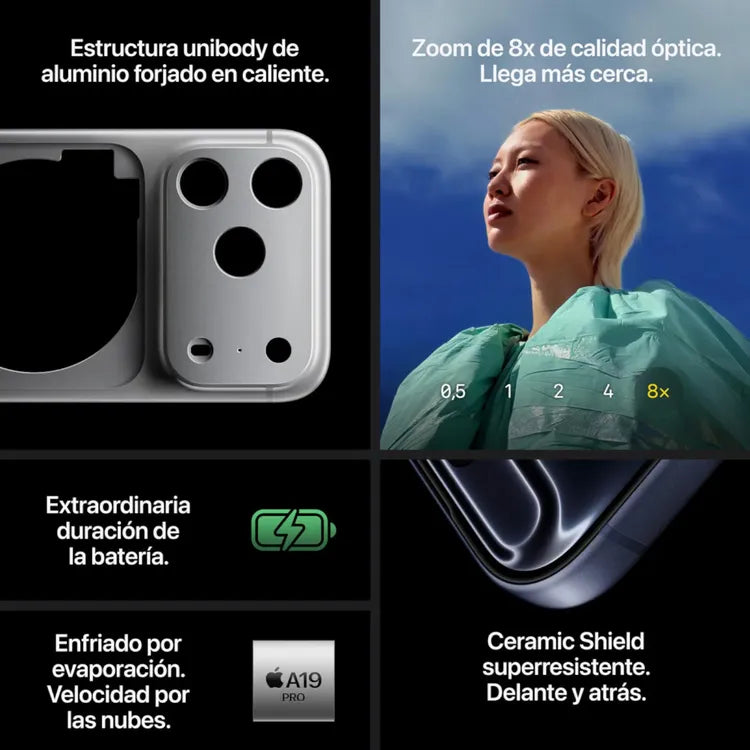 iPhone 17 Pro Max, vista trasera con cámara avanzada, ideal para comprar iPhone 17 Pro Max Honduras