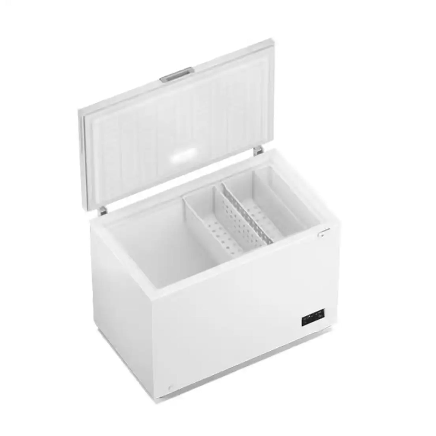 congelador blanco Frigidaire, vista superior, espacio interior amplio