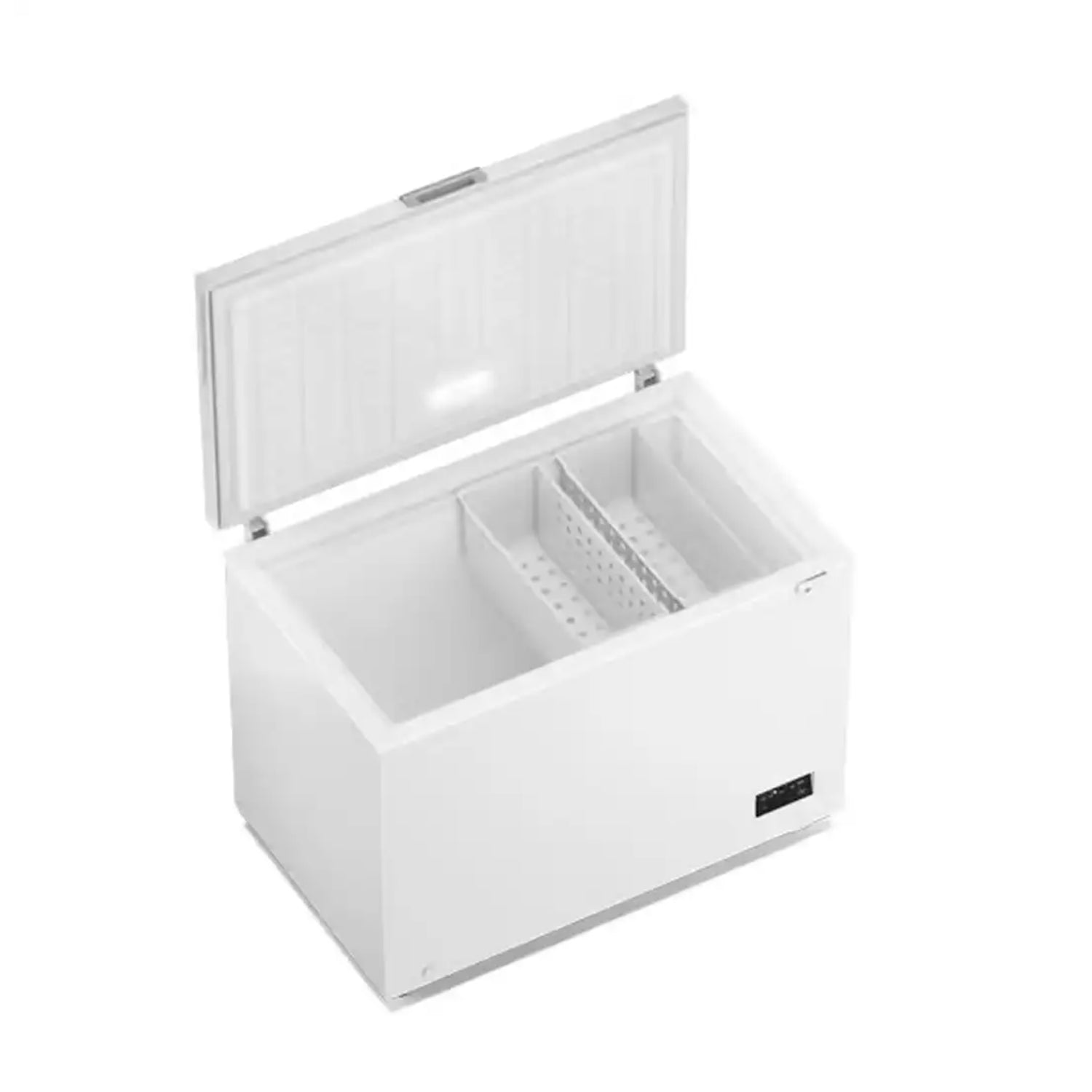 congelador blanco Frigidaire, vista superior, espacio interior amplio