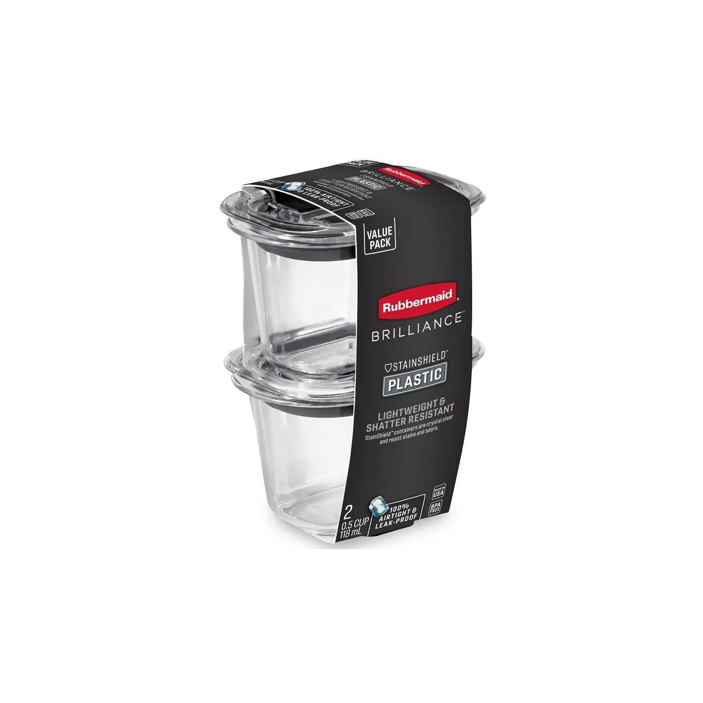 Set 2 Recipientes Rubbermaid 1.2L (5 Tazas) – Sistema Easy Find Lids
