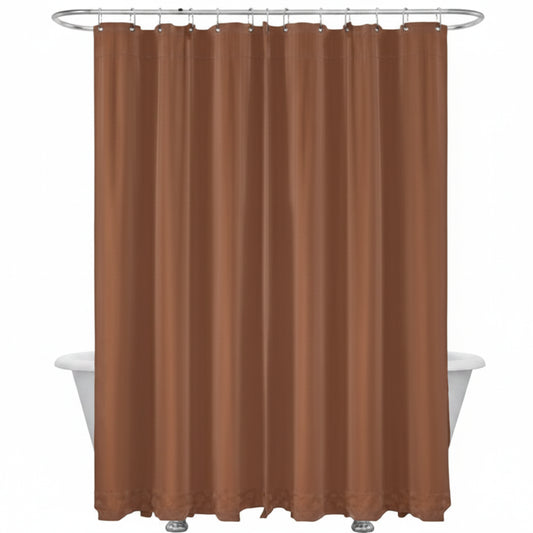 Cortina marrón en ducha, vista frontal para baño moderno
