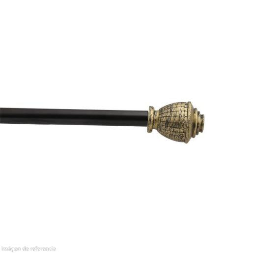 Cortinero negro con detalle dorado, elegante y funcional para decoraciones interiores