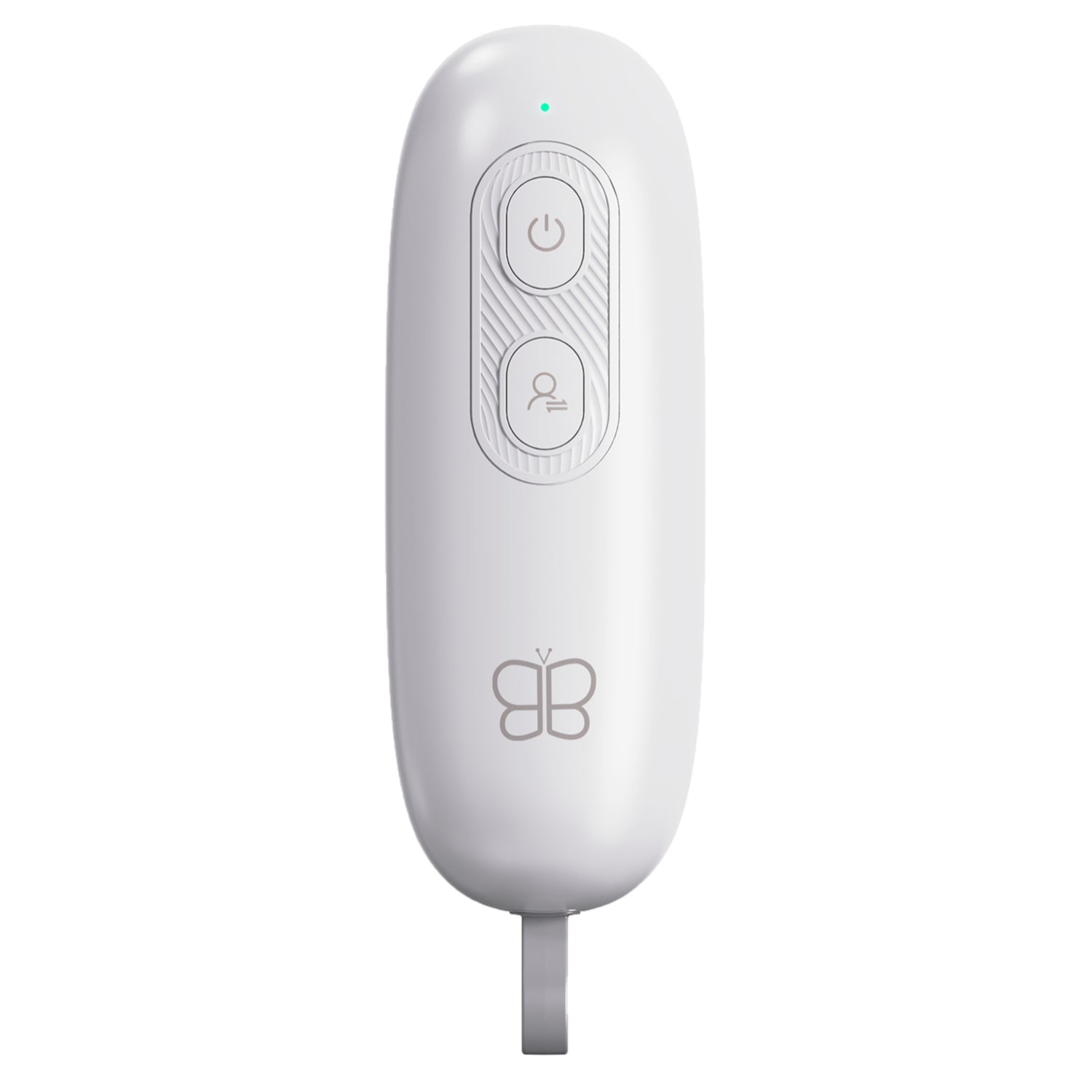 Control remoto BBLUV blanco, vista superior, para uso con Curador