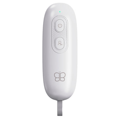 Control remoto BBLUV blanco, vista superior, para uso con Curador