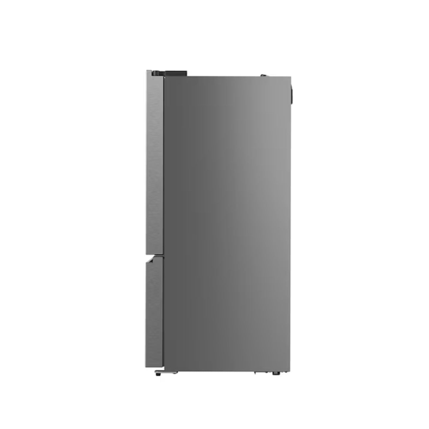 refrigeradora gris HISENSE vista lateral en cocina moderna