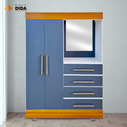 Closet tocador gris moderno con espejo y cajones de MUEBLES DIDA modelo LL04