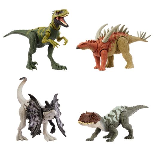 Figuras de dinosaurios MATTEL, varios colores, vista frontal, juego educativo