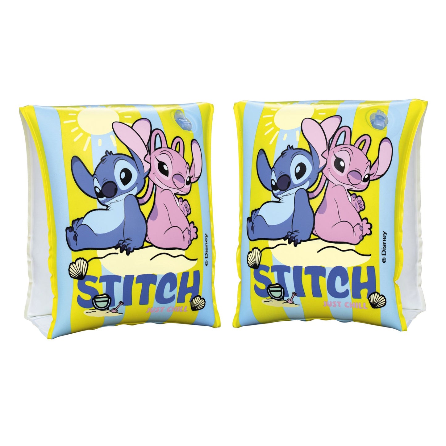 Flotadores Disney Bestway 23x15cm con diseño de Stitch para niños en color amarillo y azul