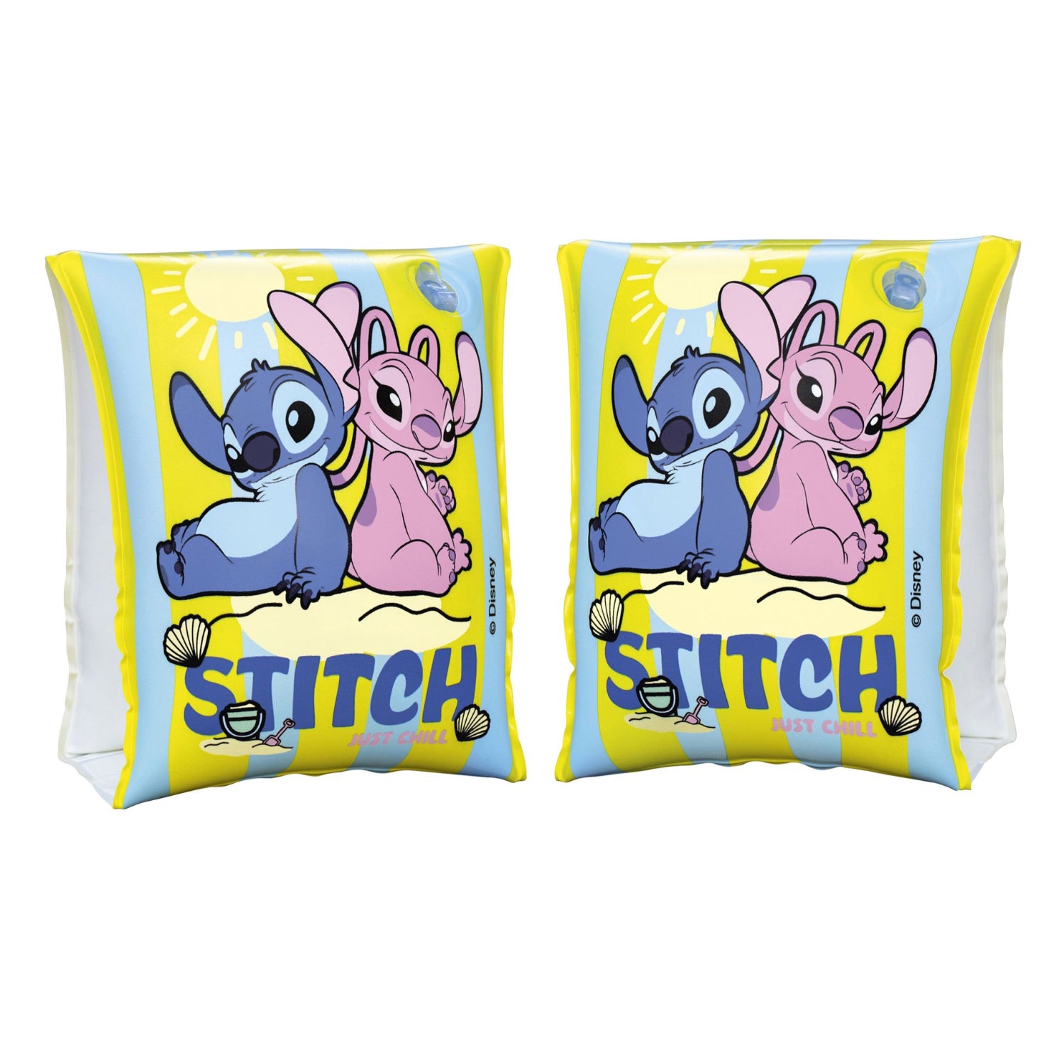 Flotadores Disney Bestway 23x15cm con diseño de Stitch para niños en color amarillo y azul
