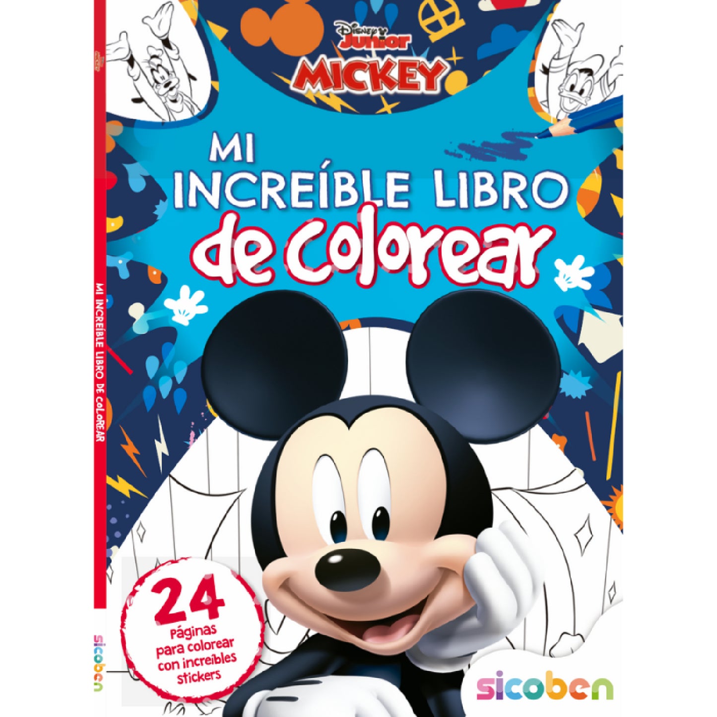 libro para colorear Disney, Mickey Mouse, portadilla colorida, manualidades infantiles