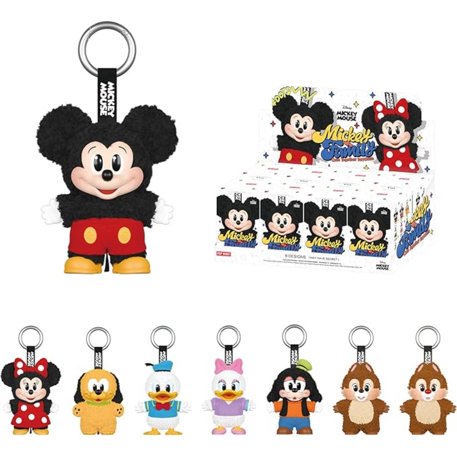 Llavero de Mickey Mouse negro, vista frontal con fondo de exhibición colorido