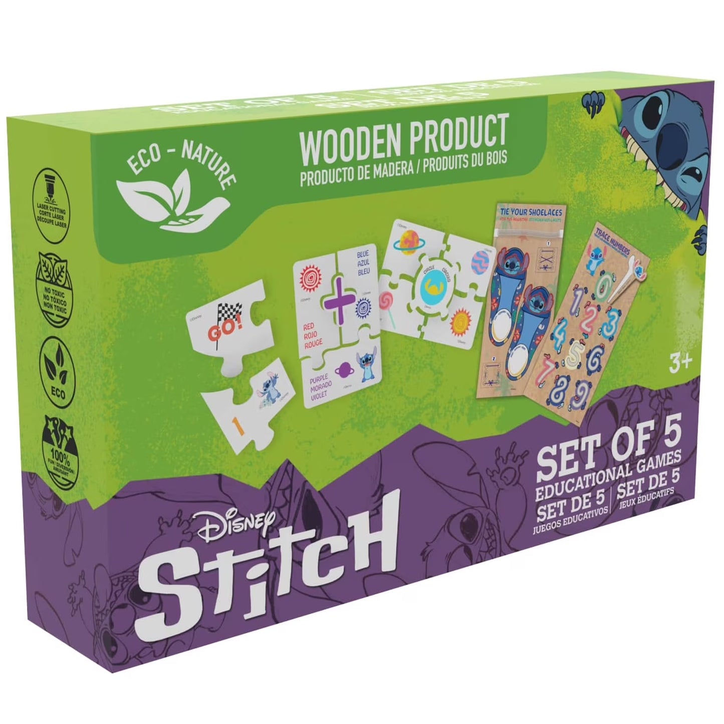Juego educativo de madera Disney Stitch, conjunto de 5, para niños a partir de 3 años