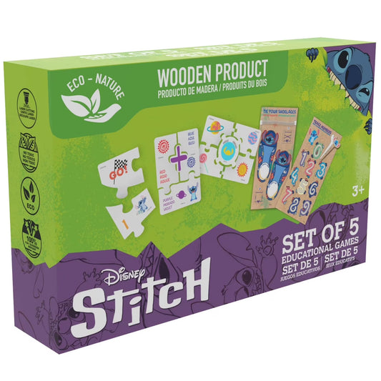 Juego educativo de madera Disney Stitch, conjunto de 5, para niños a partir de 3 años