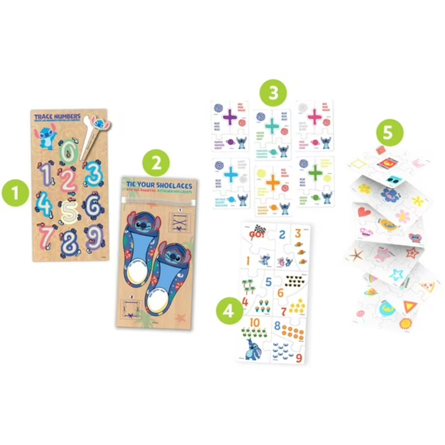 Juego educativo de números y lazos, colores vivos, ideal para aprendizaje infantil