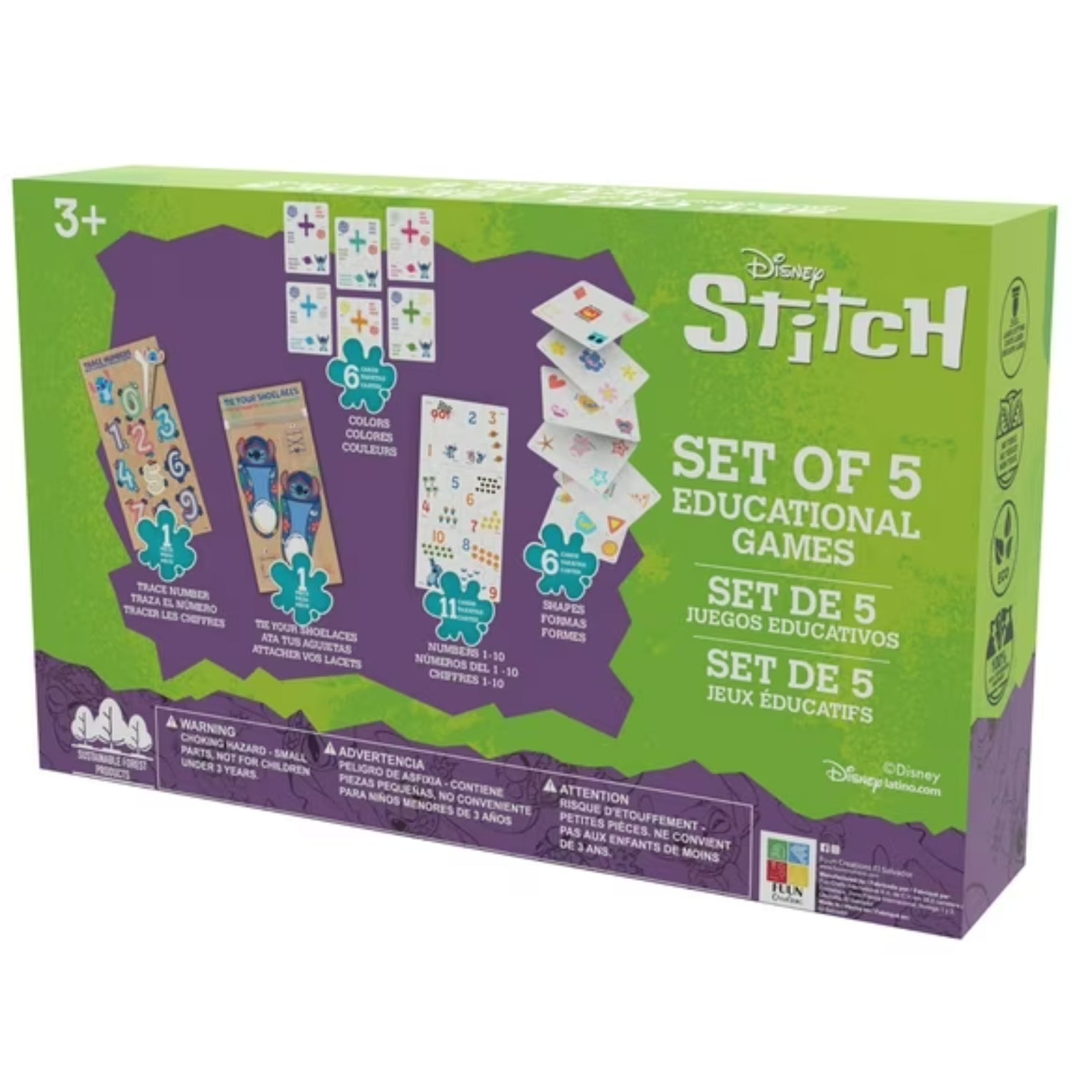 Juego educativo Disney Stitch, set de 5 juegos, diseño colorido, ideal para niños