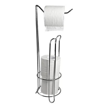 Dispensador de papel higiénico cromado con soporte, baño moderno