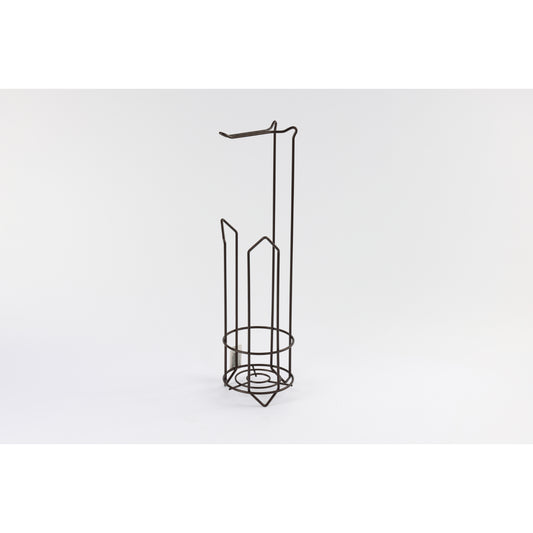 Dispensador de metal negro en vista lateral, ideal para organizar utensilios