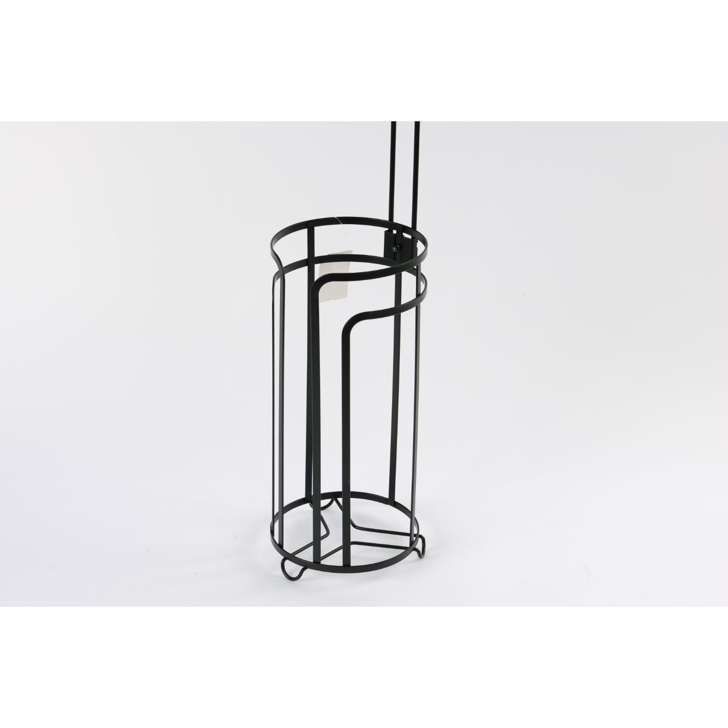 dispensador negro de metal, vista lateral, organizador moderno