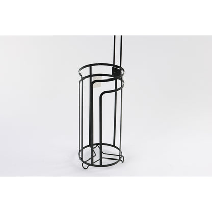 dispensador negro de metal, vista lateral, organizador moderno