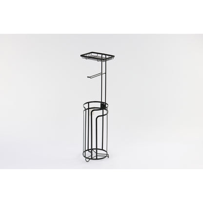 Dispensador negro en metal, vista frontal, ideal para organización en casa