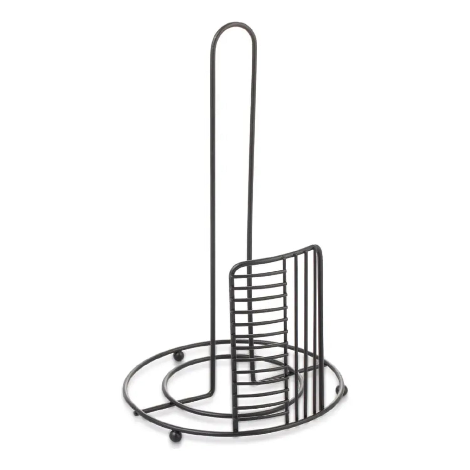 Dispensador negro de papel en forma de soporte, vista lateral, hogar